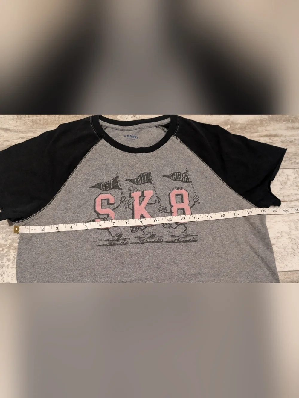 Old Navy Kids SK8 Raglan Tee - Gray, Black & Pink